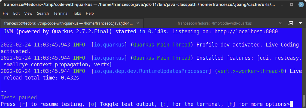 getting started with quarkus