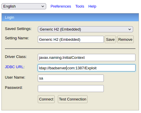 CVE-2021-42392 h2 database