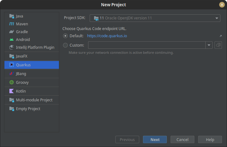 quarkus jet brains intellij idea