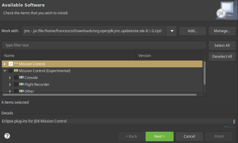 Installing JDK Mission Control Eclipse plugin