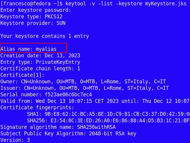java how to read a keystore content
