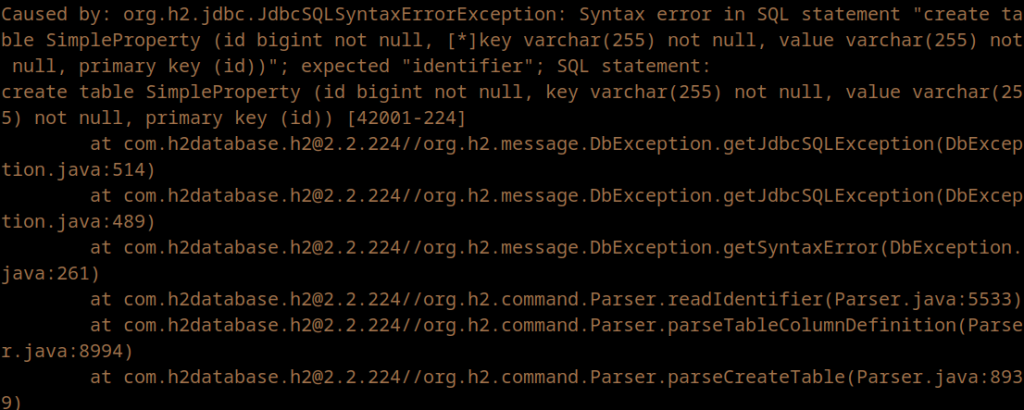 Solving "Syntax error in SQL statement: expected "identifier"