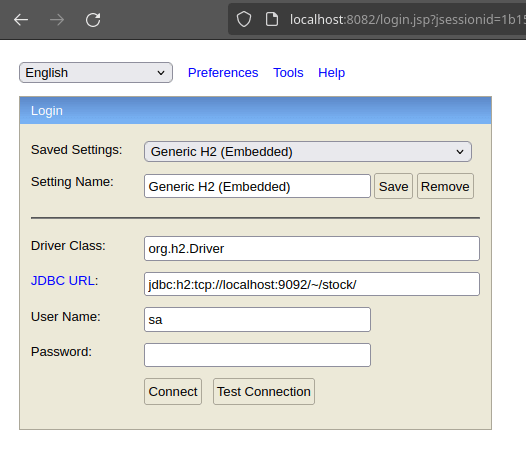 how to connect to H2 DB from the browser